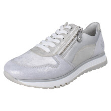 (Silver, UK 6.5) Ladies Rieker Extra Wide Trainers With Side Zip 49003