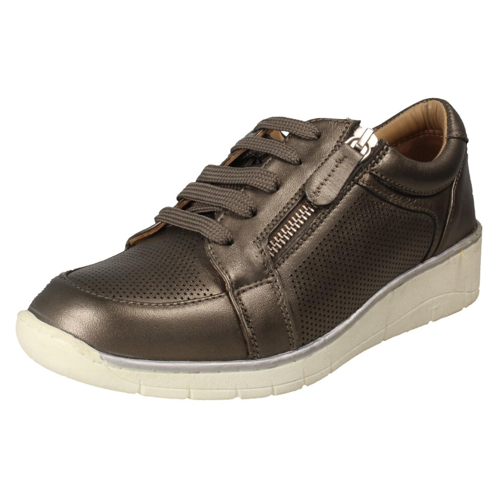 Padders (Pewter, Uk 3) Ladies Side Zip Lace Up Trainers - Ivy