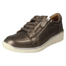 (Pewter, UK 4) Ladies Padders Side Zip Lace Up Trainers - Ivy