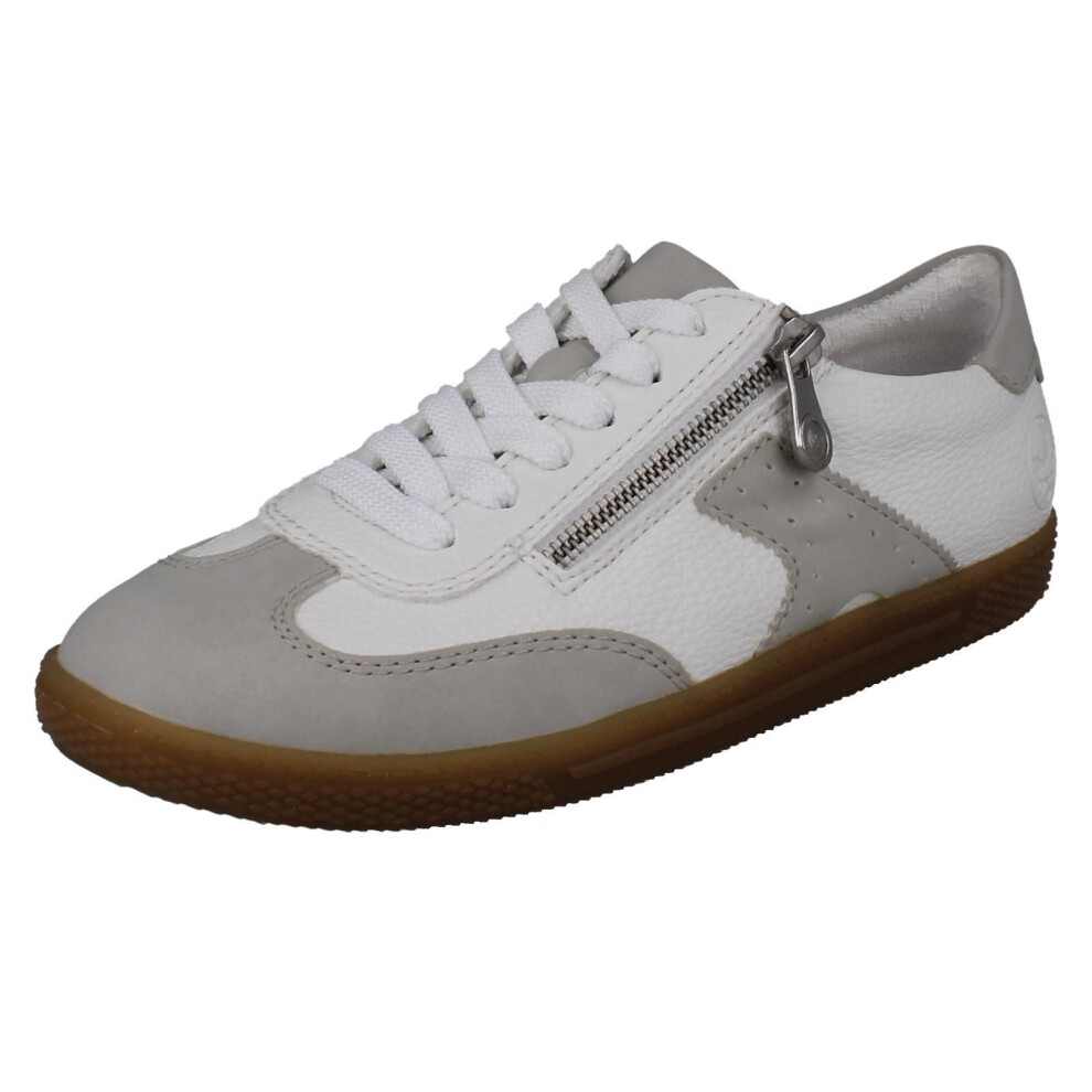 Rieker (, Uk 7.5) Ladies T-Shaped Suede Detail Trainers L9700 White