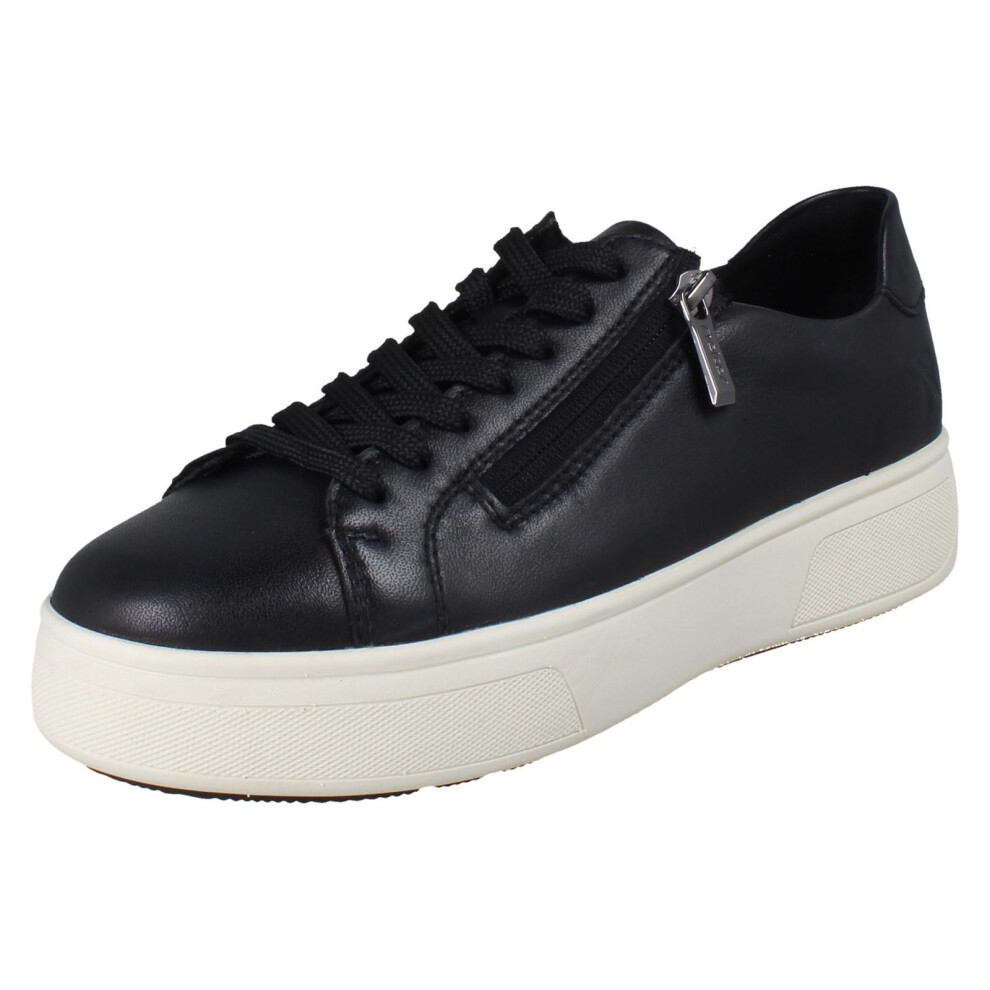 Rieker (Black, Uk 7.5) Womens Platform Lace Up Trainers With Side Zip M7701
