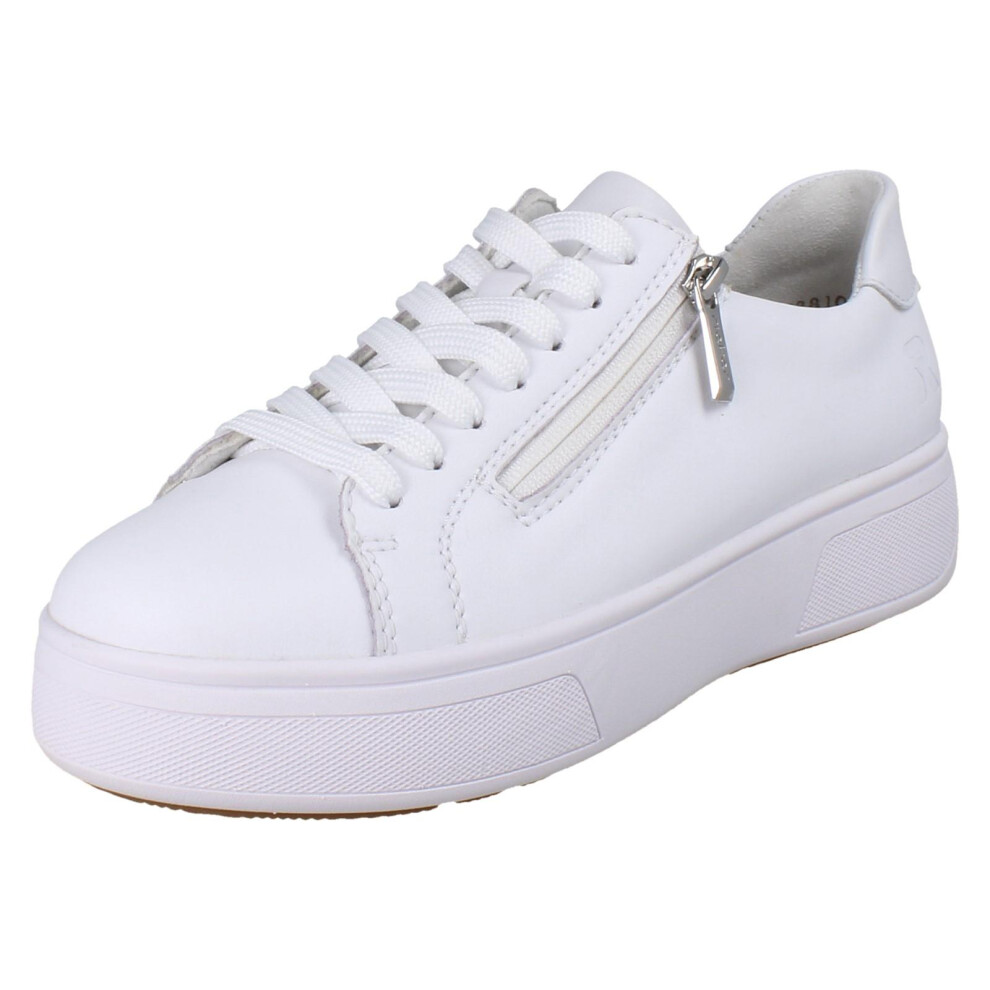 Rieker (White, Uk 7.5) Womens Platform Lace Up Trainers With Side Zip M7701