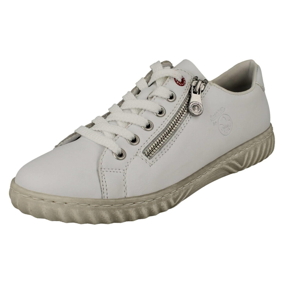 Rieker (White, Uk 8) Ladies Antistress Zip Detailed Trainer N0900