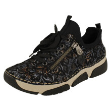 (Black, UK 8) Ladies Sneakers By Rieker Lace Up Shoes 45973