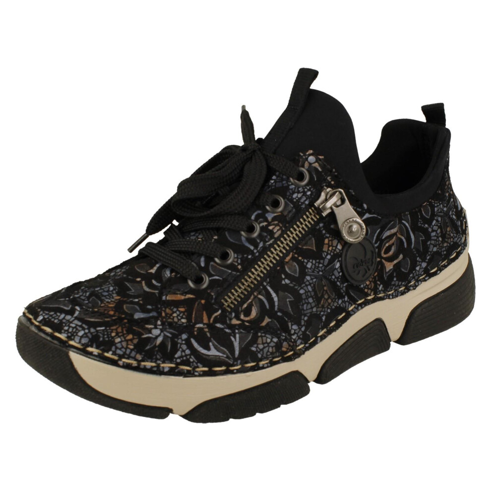 Rieker (, Uk 8) Ladies Sneakers By Lace Up Shoes 45973 Black