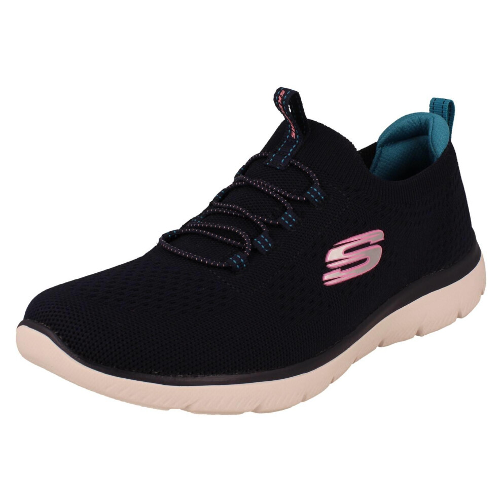 Skechers (Navy, Uk 5) Ladies Vegan Slip On Memory Foam Trainers - Top Player 150116