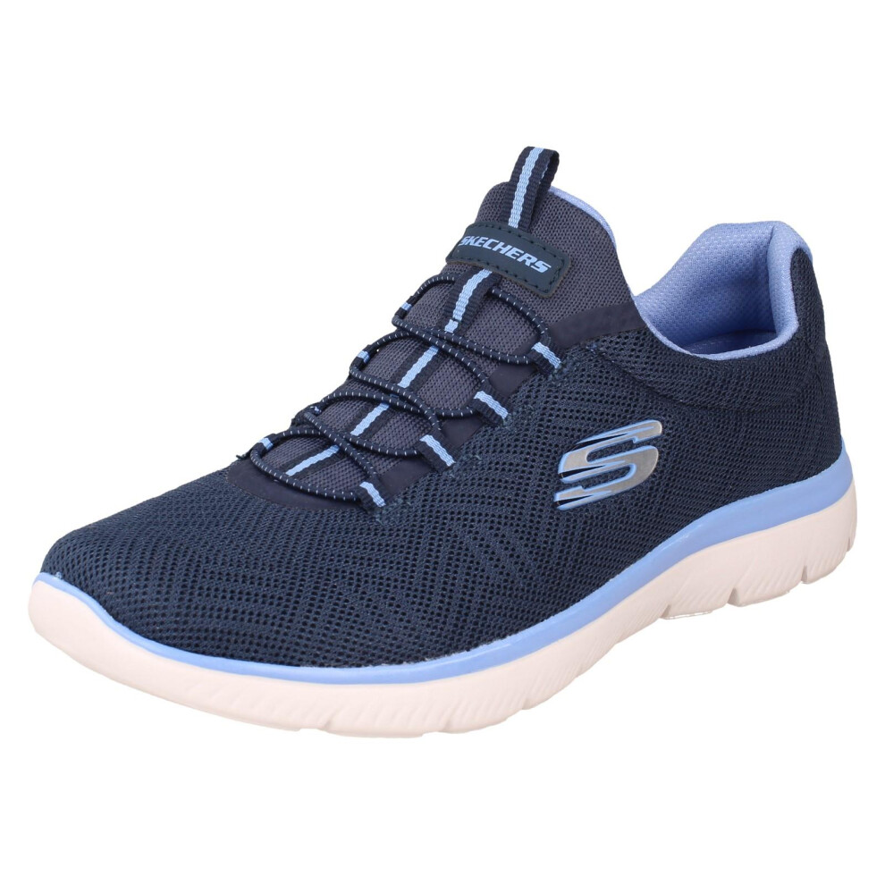 Skechers (Navy, Uk 8) Ladies Memory Foam Vegan Trainers - Artistry Chic 150119 Blue