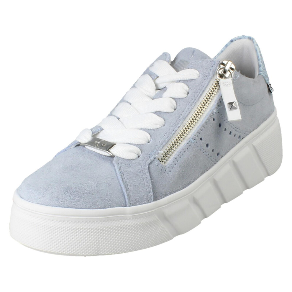 Rieker (Blue, Uk 6.5) Ladies Sport Punched Detail Wedge Trainers W2605