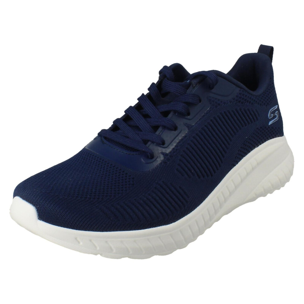 Skechers (Navy, Uk 4) Ladies Bobs Memory Foam Vegan Trainers 117209 - Face Off
