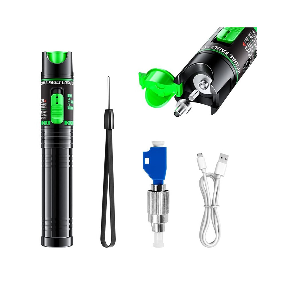 Visual Fault Locator, 510Nm Wavelength, 30Km Fiber Optic Tester With 2.5Mm Fc Male To Lc Female Adapter Green/Light 6032794273821