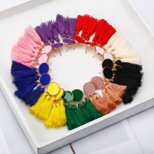 Tassel Earrings Round Drop Earrings For Women Wedding Long Fringed Earrings Jewelry Green