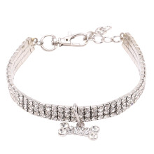 Rhinestone Dog Collar Puppy Chihuahua Pet Dog Collar Traction Belt Dog Accessories White S