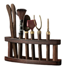 PDQ Solid Wood Tea Set Accessories with National Style Pattern