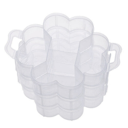 2X 3-Tier Clear Plastic Stackable Organiser Storage Hobby  Box Container Jewellery Case - Clear 1