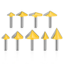 3D Router Bit V-Shaped Cutter 3D Milling Cutter Engraving Machine Cutter Woodworking Tools 9pcs