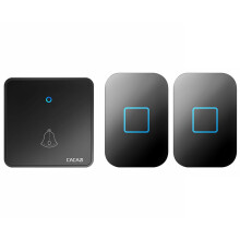 CACAZI Home Welcome Wireless Doorbell Waterproof 60 Chimes 5 Volume 0-110 DB Cordless Door Bell EU Plug,2PC