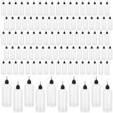 Singhoow 100Pcs 120ml / 4oz Tip Glue Bottle Bulk Plastic Tip Aplicator Bottle Refillable Dropper Squeeze Bottles A