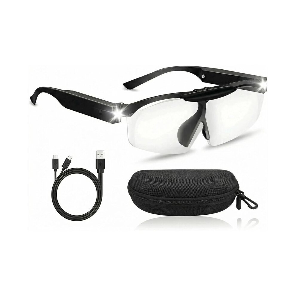 160% Hands-Free Magnifying Glass With Light - Rechargeable Led Illuminated Magnifier, Flip- Design For Reading 4713920501392