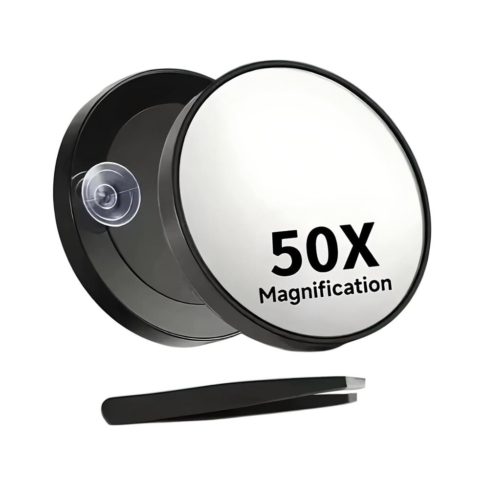 50X Magnifying Makeup Mirros Make  Mirror Magnifying with Suction Cup Tweezers Travel Mirror for Detailed Skincare
