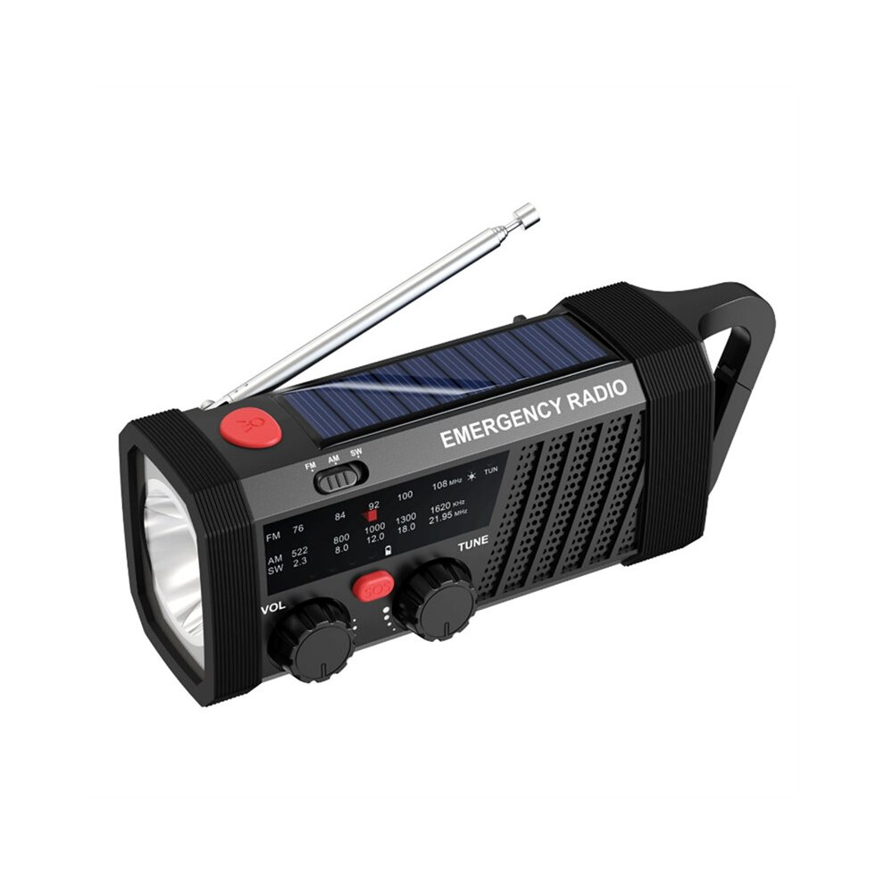 New Emergency Radio With Sos Alarm, Am/Fm/Sw & Flashlight Solar/Hand Crank Charging For Outdoor Survival 4711824128493