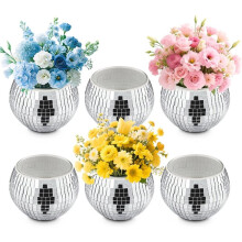 6 Stuks Discobalvazen, Spiegelende Discobaldecoratie voor Bruiloftstafelstukken, Glazen Plantenbakken voor Feestdecoraties