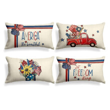 juli Kuddfodral 12X20 Set med 4, Farmhouse Slängkuddar Amerika Independence Day Dekorationer för hemmet