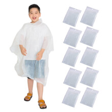 Ponchos de Lluvia Desechables PortáTiles para NiñOs, Paquete de 10 Chubasqueros Ligeros y Transparentes para Actividades Al Aire Libre para NiñOs y