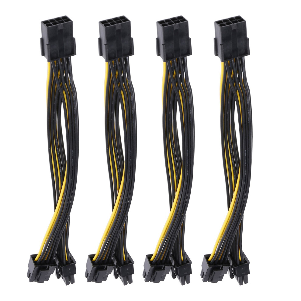 4Pcs 8 Pin Pci Express To Dual Pcie 6+2 Pin Pci-E Power Cable 18Awg For Gpu Power Supply Breakout Board For Mining, 20Cm 4713131930851