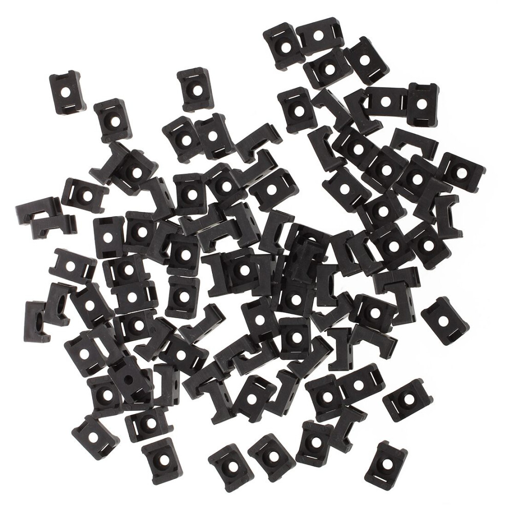 Black 9Mm Cable Tie Mount Saddle Type Plastic Wire Bundle Holder 100Pcs 4711704475600