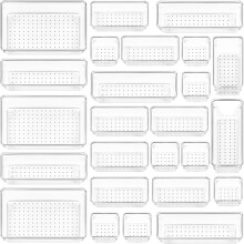25 Pack Desk Drawer Organiser, Fridge Organisers with 4 Size Makeup Organiser Storage Drawers,for Kitchen, Bedroom
