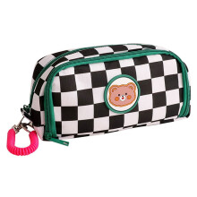 Portable Cartoon Bear Pencil Case Animal Cute Pencil Bag School Student Stationery Bag Canvas Girl Bags Black White