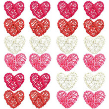 Rattan Heart 24 Pack Valentine's Day Heart Rattan  Ornament Valentine's Day Decoration DIY Valentine's Day
