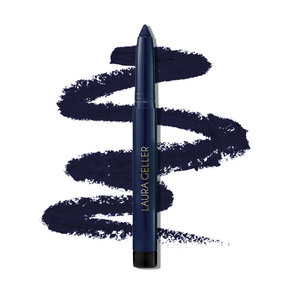 Laura Geller New York Blue Longwear Kohl Kajal Eyeliner Pencil (Midnight Kohl) Hydrating & Vibrant Pencil With Built In Sharpener For Expert