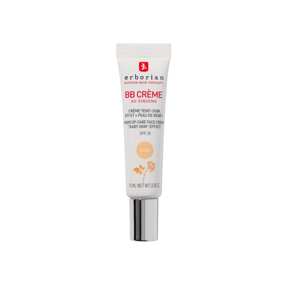 Erborian Cream - Bb With Ginseng - Complexion - "Baby Skin" Effect - Korean Cosmetic Treatment 5 -In -1 For Spf 20 - Nude 15 Ml