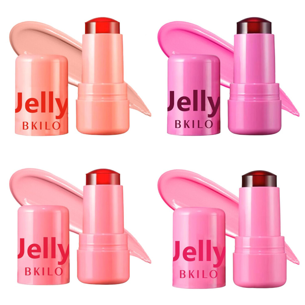 Onperpoe 4 Pcs Milk Jelly Blush Stick, Milk Jelly Tint Stick, 4 Colours Jelly Blush, Moisturize And Blendable Milk Blush For Cheek, Eyes, Lip