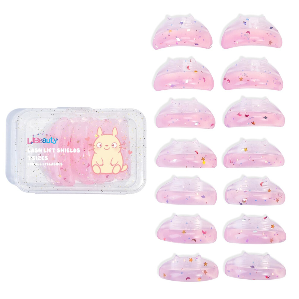 Libeauty Lash Lift Shields, 7 Pairs Lash Lift Pads, Reusable Eyelash Lift Pads, Cute Shape, Super Sticky Lash Perm Shields, 7 Sizes For Home And Salon