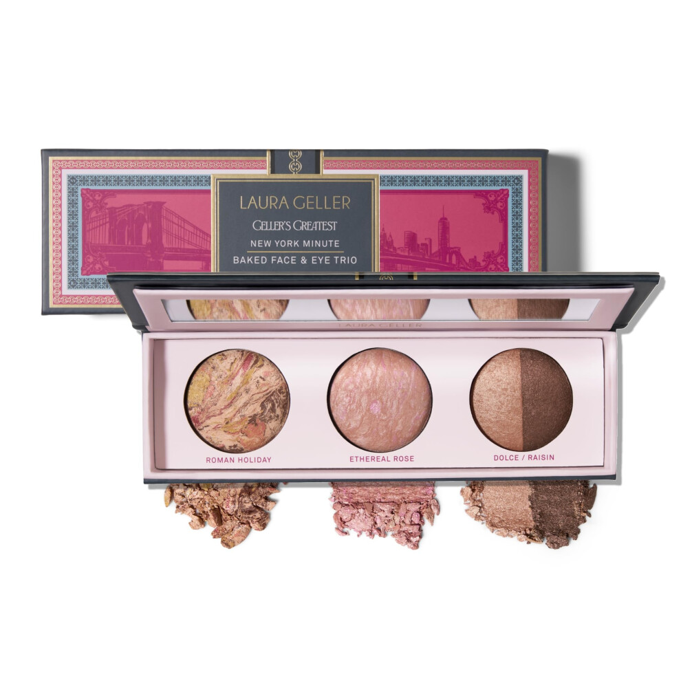 Laura Geller Beauty Geller's Greatest New York Minute Face & Eye Palette - Includes Blush, Bronzer And Eyeshadow Duo - Travel-Friendly Makeup Compact