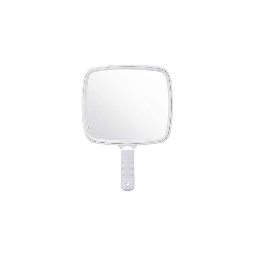 Accessotech White Professional Handheld Salon Barbers Hairdressers Paddle Mirror Tool With Handle (White)