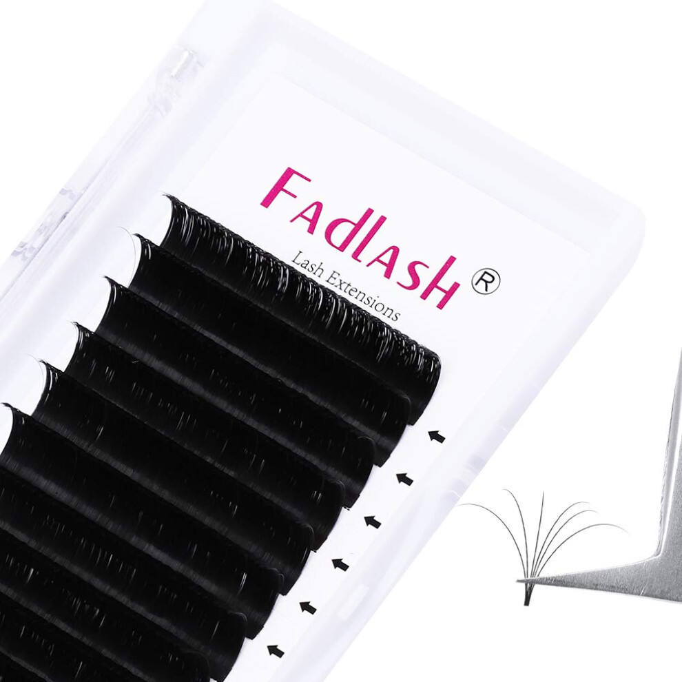 Fadlash Easy Fan Russian Eyelash Extensions C Curl 0.05 13Mm Single Natural Look Self Fanning Automatic Blooming (0.05-C-13)