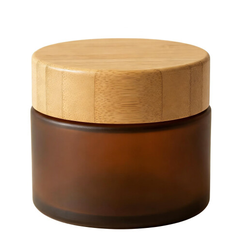 150ML 5oz Empty Amber PET Plastic Cosmetic Container Case with Natural Bamboo Cap Cream Lotion Box Ointments Bottle Food Bottle Makeup Pot Jar