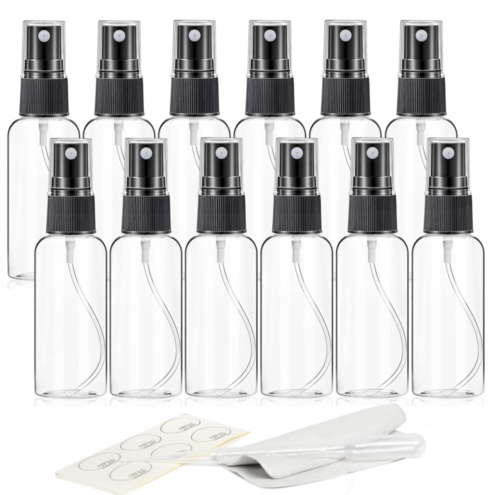 Zejia Black Fine Mist Clear Spray Bottles Refillable & Reusable Empty Plastic Travel Bottle For Essential Oils, Travel, Perfumes (30Ml-12Pcs, )