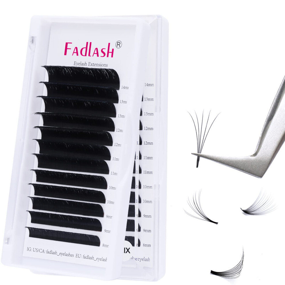 Fadlash Easy Fan Lashes D Curl 0.05 8-14Mm Mixed Length Russian Lashes Natural Look Self Fanning Eye Lashes Automatic Blooming Russian Eyelashes