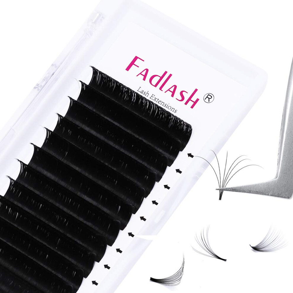 Fadlash Self-Fanning Eyelashes, Volume Eyelashes, 0.05 Mm Thickness, D Curl, 16 Mm Volume Extension For Easy Fan Lashes, Volume Technique Eyelash Extensions