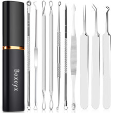 Blackhead Remover Pimple Popping Tool Kit, Boxoyx 10Pcs Professional Pimple Comedone Extractor Popper Tool Acne Removal Kit-Treatment for Pimple,