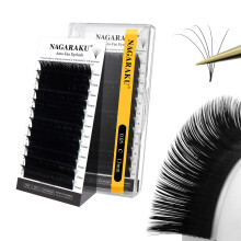 NAGARAKU Auto Fan Lash 2 Layers Volume Eyelash Extensions 0.05mm C Curl 13mm Length Lash Roots with Glue Anime/Mang Styles Easy Fan Eyelash