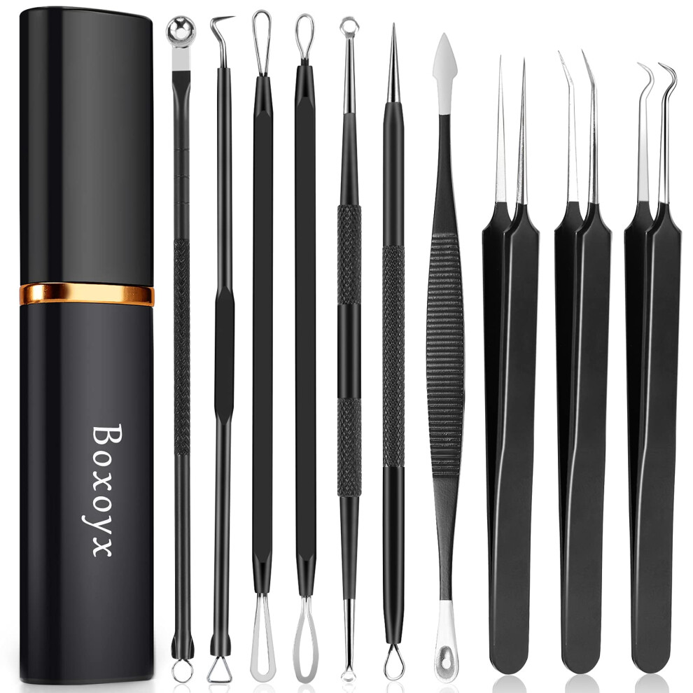 Boxoyx Pimple Popper Tool Kit - 10Pcs Blackhead Remover Comedone Extractor Tool Kit With Metal Case For Quick And Easy Removal Of Pimples, Blackheads,