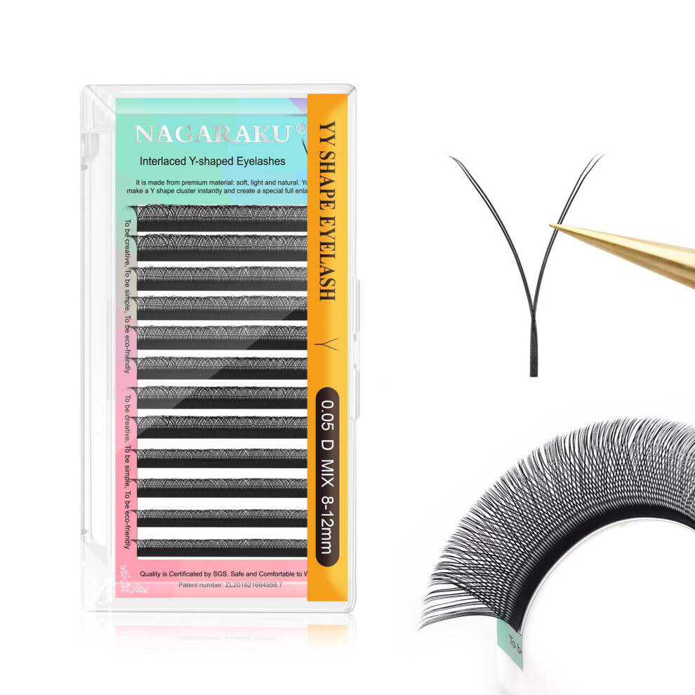Nagaraku Yy Eyelash Extensions Supplies Y Lash Premade Fans 4D Russian Volume Cross Yy Eyelashes Handwoven Y Shaped Mesh Technology Wispy Crisscross