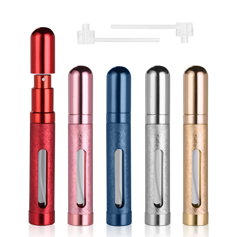 Acwoo Perfume Atomiser Bottles, 5Pcs 12Ml Refillable Perfume Atomizer Empty Spray Bottles, Travel Fine Mist Fragrance Bottle With Window, Portable