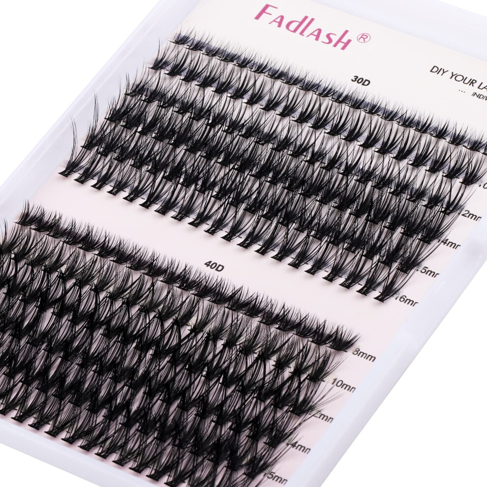 Fadlash Individual Cluster Lashes Extensions 30D 40D 0.07 C Curl 8-16Mm Mixed Trays Extensions 200Pcs Individual Cluster Lashes Diy Eyelash Extensions At Home