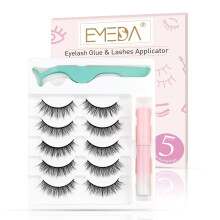 EMEDA Natural lashes with glue and tweezers 5 Pair Natural look eyelashes with lash glue 3D Short Natural false lashes Kit Strip Fake Lashes With
